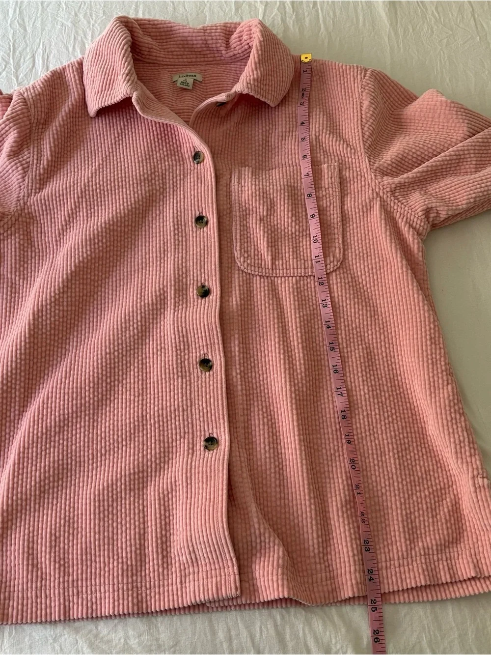L.L. Bean Women’s Pink Corduroy Cotton Button-Up Shacket